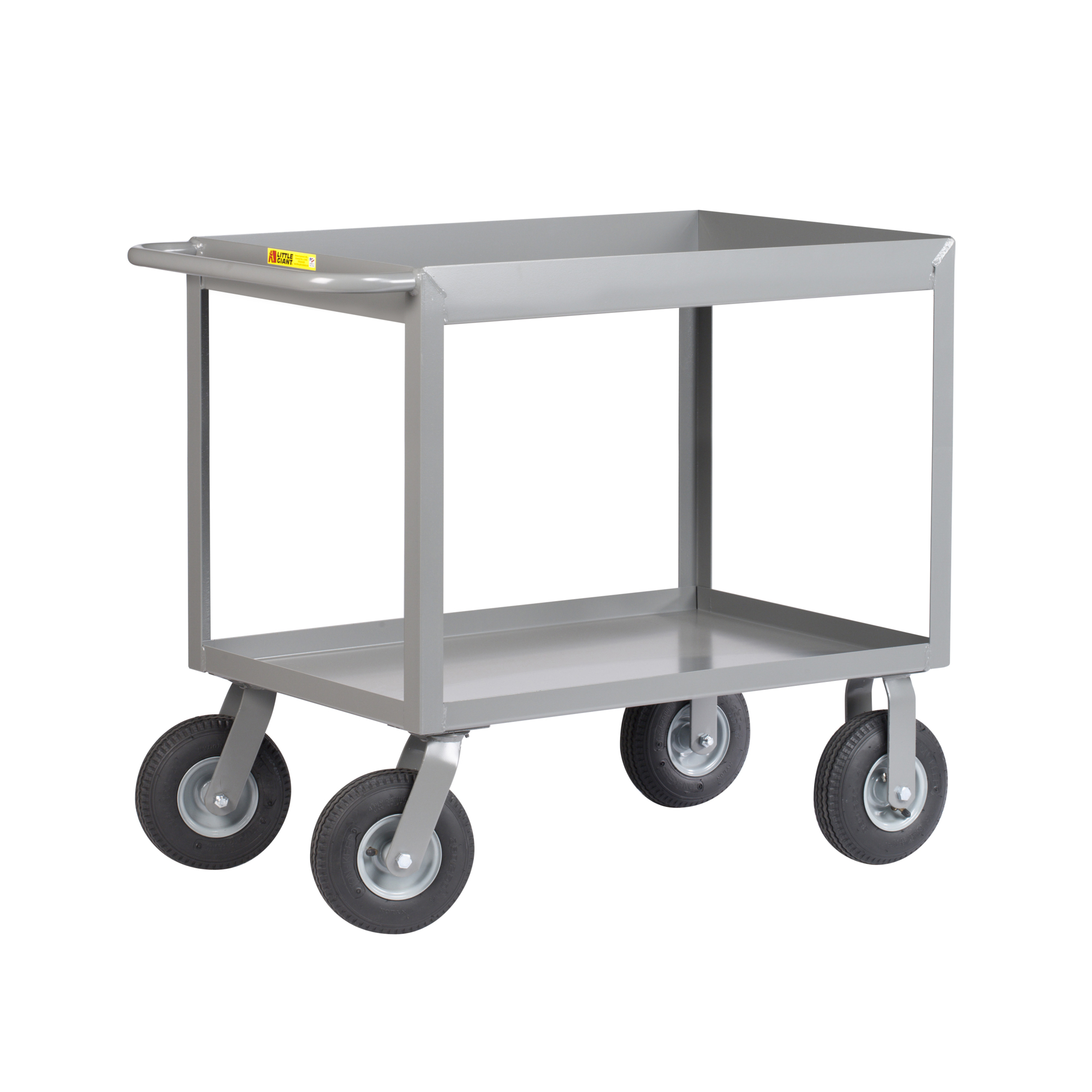 Little Giant Cushion Load Deep Shelf Truck - 24in. x 48in., 1200-Lb. Capacity, 2 Shelves, Carbon Steel, Model# DS-2448-X3-9P
